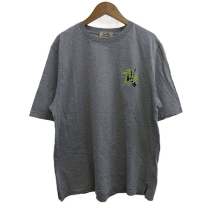 Hermes Chevaux en Symetrie T-Shirt S Gray Short Sleeve Lambskin Round Neck