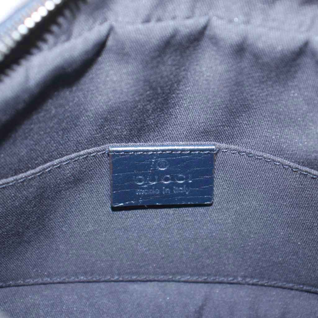 Gucci Sherry Line Shoulder Bag GG Pattern Leather Gray Navy — view 5