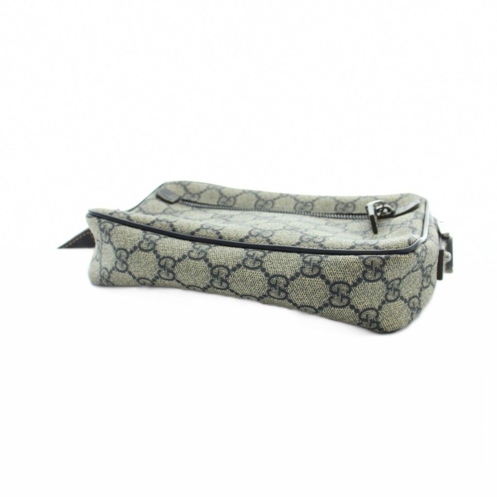 Gucci Sherry Line Shoulder Bag GG Pattern Leather Gray Navy — view 4