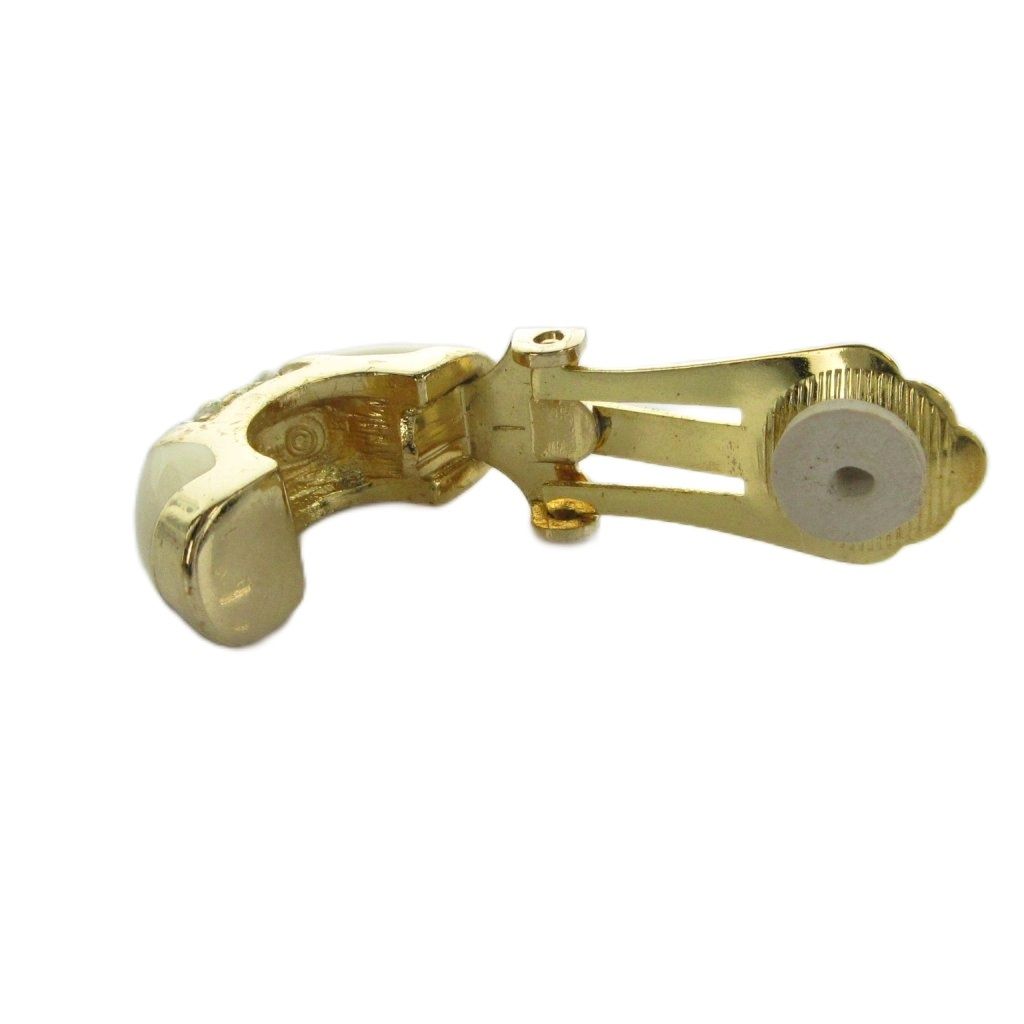 Dior Earrings Clip on Rhinestone Logo Gold — view 4