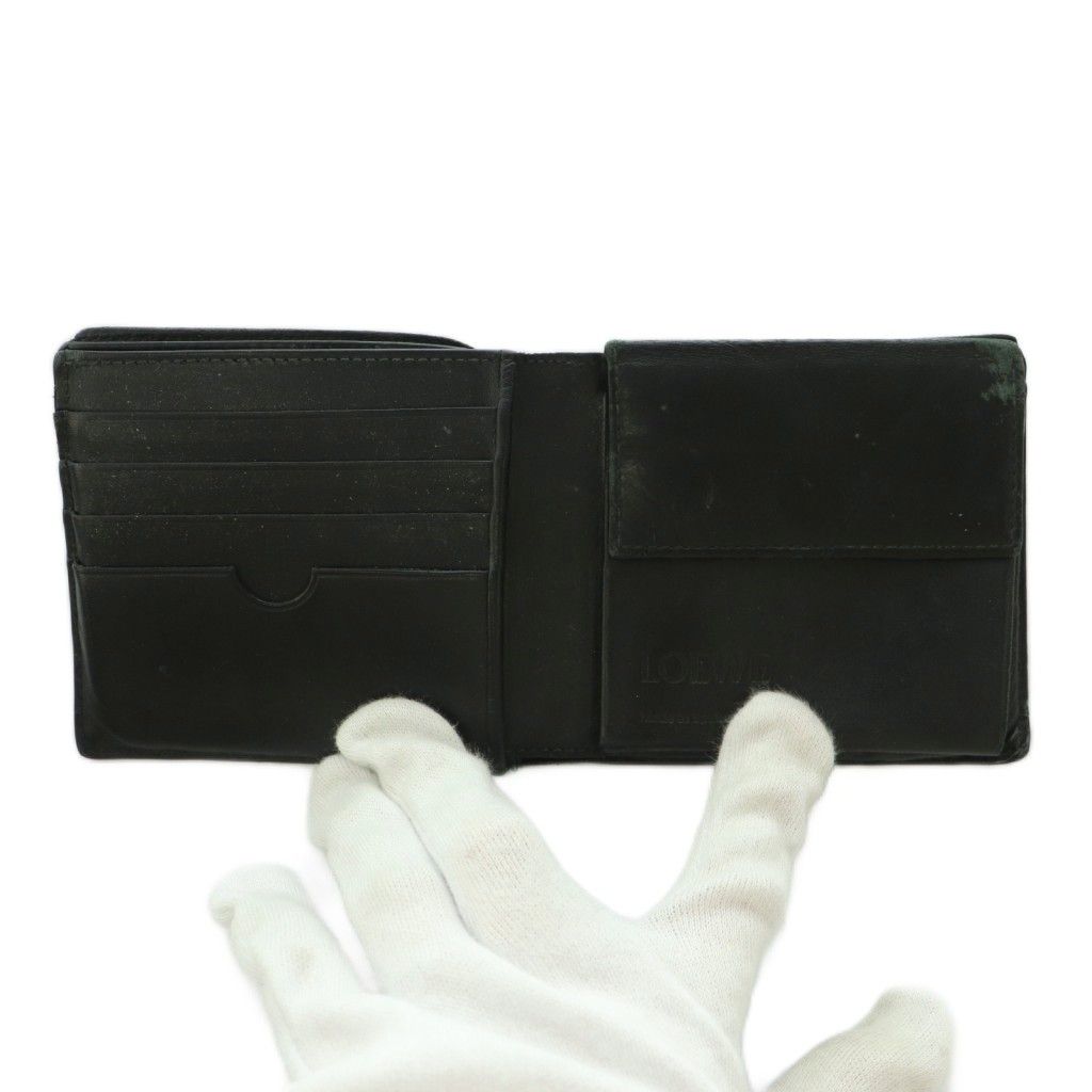 Loewe Bifold Wallet Coin Purse Leather Green — view 5