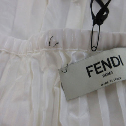 Fendi Tag Skirt 42 White Pleated Long Length Waist Togo PP — view 6