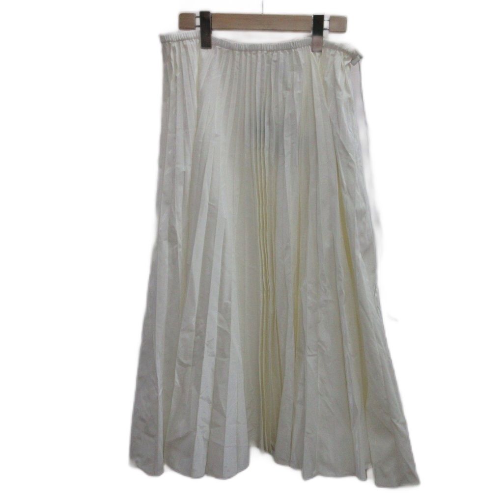 Fendi Tag Skirt 42 White Pleated Long Length Waist Togo PP