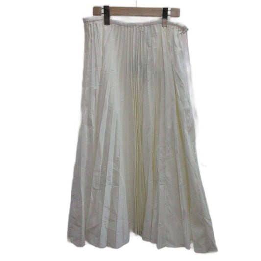 Fendi Tag Skirt 42 White Pleated Long Length Waist Togo PP