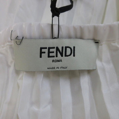 Fendi Tag Skirt 42 White Pleated Long Length Waist Togo PP — view 3