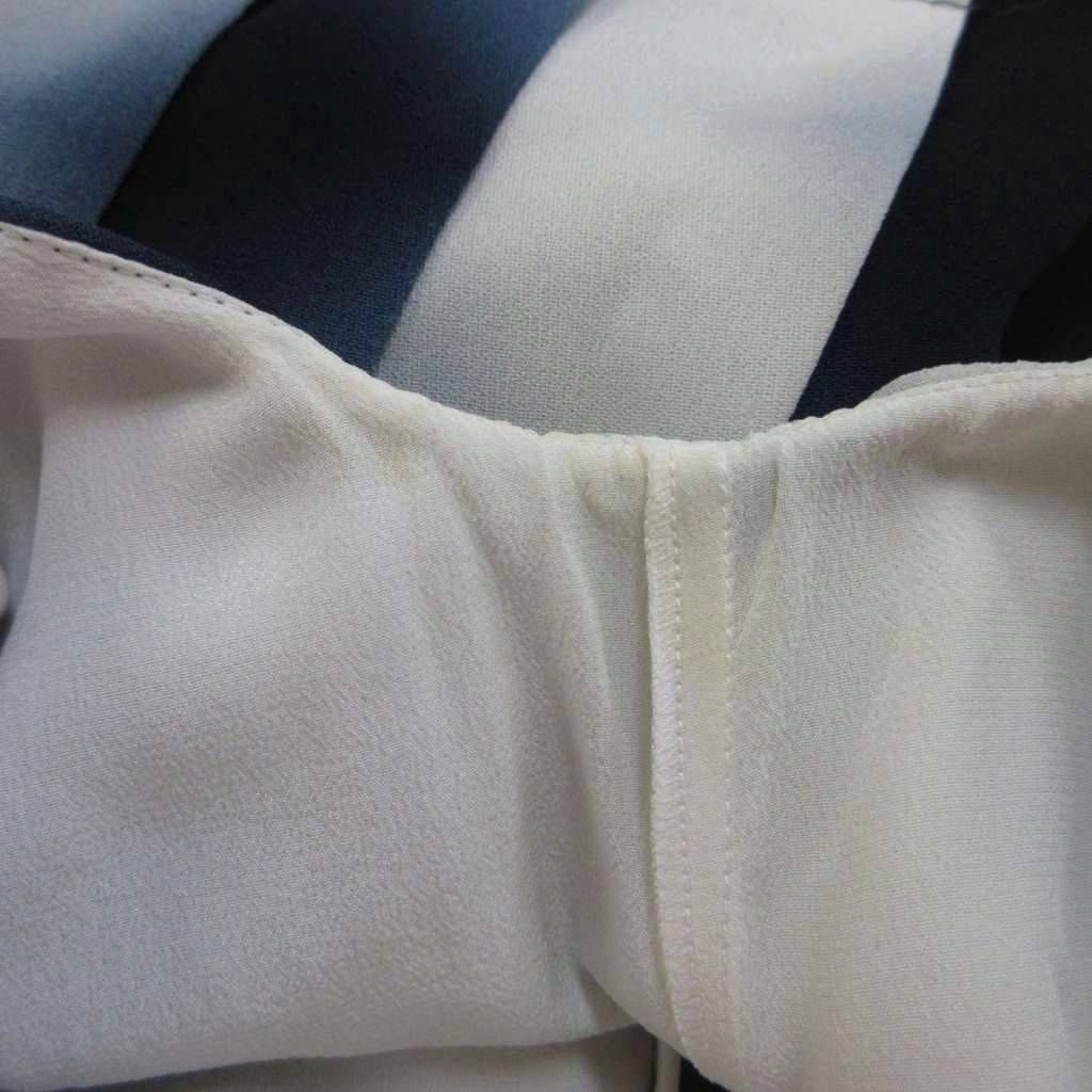 Fendi Dress Silk 38 Navy White Gradient Pattern Sleeveless Pleats Knee Length PP — view 8