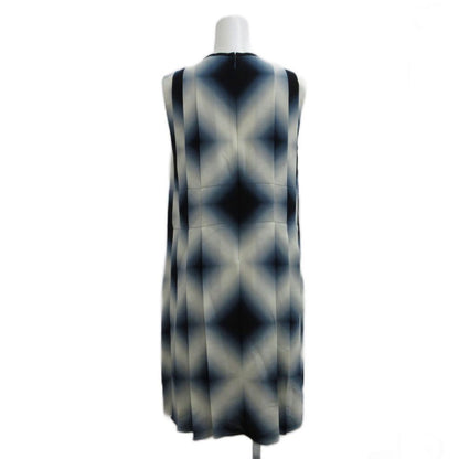Fendi Dress Silk 38 Navy White Gradient Pattern Sleeveless Pleats Knee Length PP — view 2