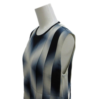 Fendi Dress Silk 38 Navy White Gradient Pattern Sleeveless Pleats Knee Length PP — view 4