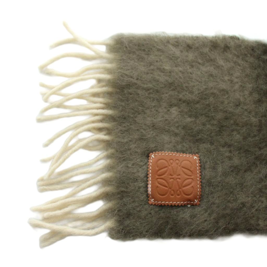 Loewe Anagram Scarf Fringe Mohair Multicolor Gray Yellow Light Blue — view 4