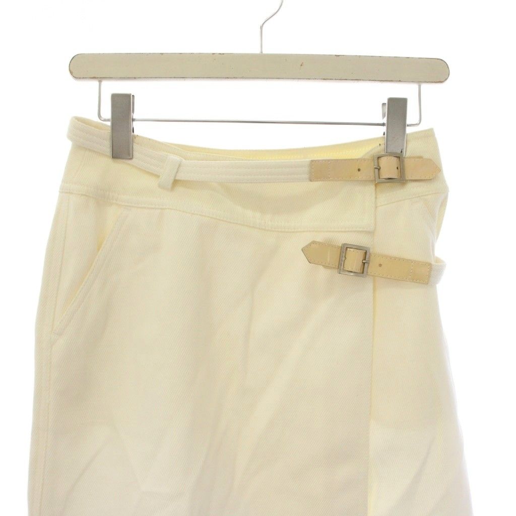 Chanel Wrap Skirt Knee Length Denim 34 White — view 4