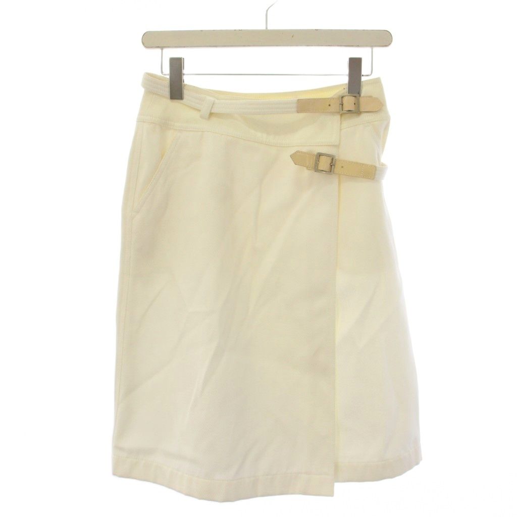 Chanel Wrap Skirt Knee Length Denim 34 White