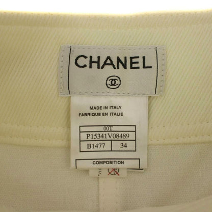 Chanel Wrap Skirt Knee Length Denim 34 White — view 3
