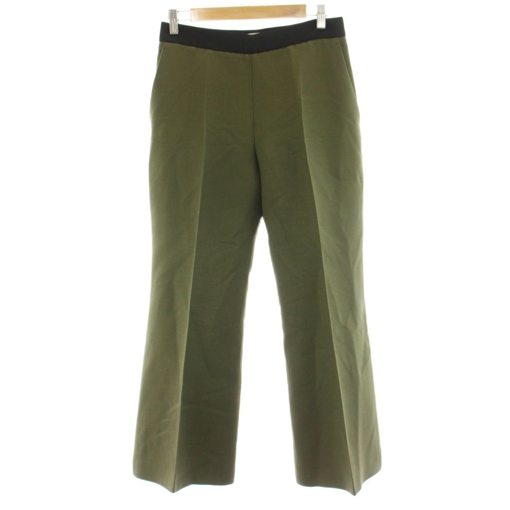 Fendi Wide Pants Pleated Wool Silk Blend 40 Khaki