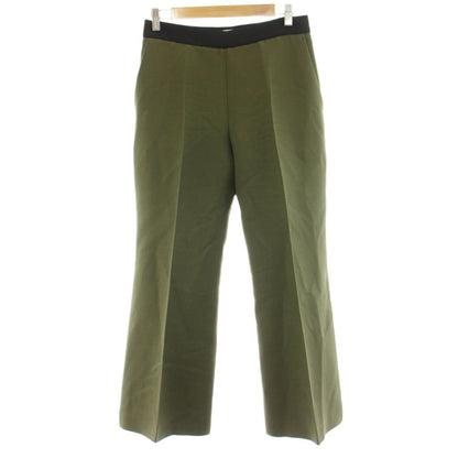Fendi Wide Pants Pleated Wool Silk Blend 40 Khaki