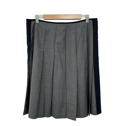 Prada Long Skirt 40 M Gray Black Pleats