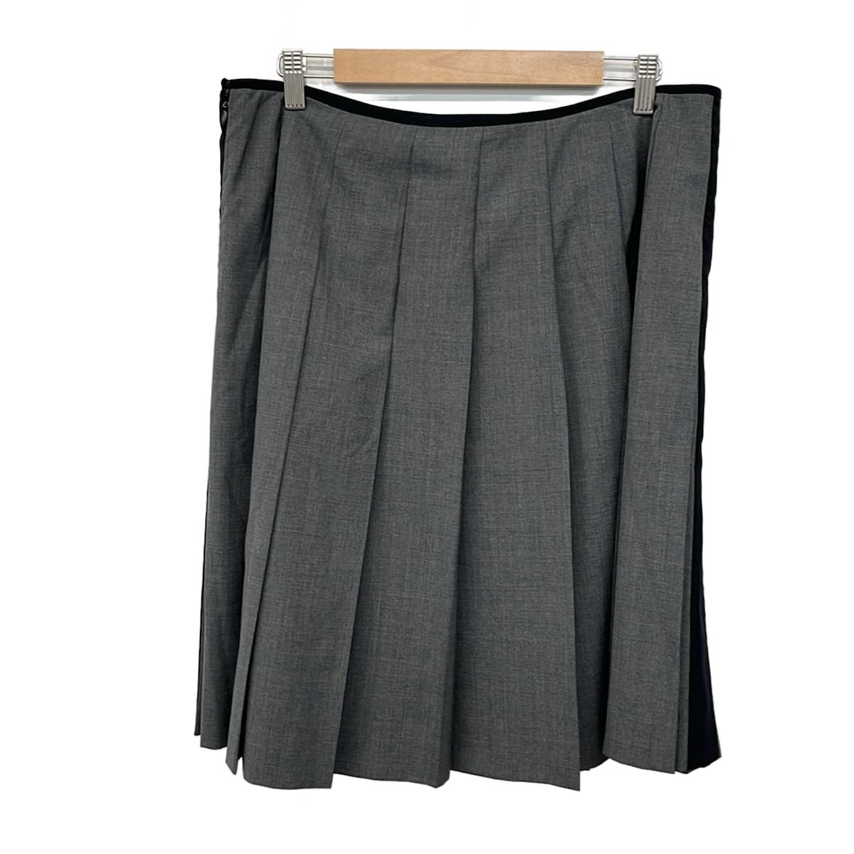 Prada Long Skirt 40 M Gray Black Pleats — view 2