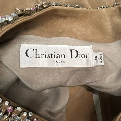 Dior Coat I 38 Light Brown Pink Multi Long Sleeve Leather Bijou Spring Autumn — view 3