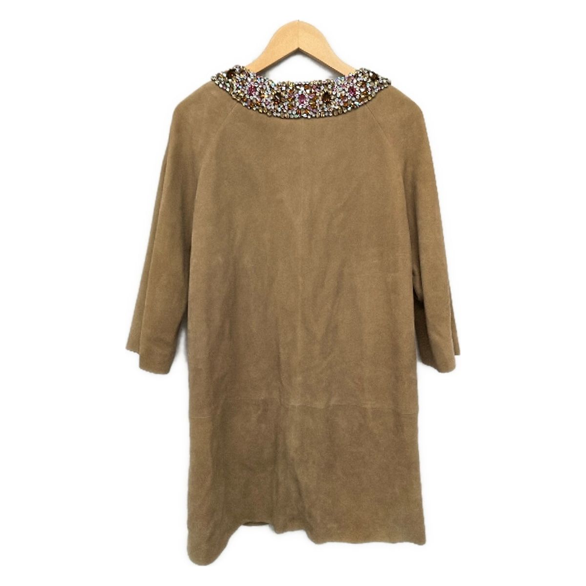 Dior Coat I 38 Light Brown Pink Multi Long Sleeve Leather Bijou Spring Autumn — view 2