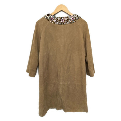 Dior Coat I 38 Light Brown Pink Multi Long Sleeve Leather Bijou Spring Autumn — view 2