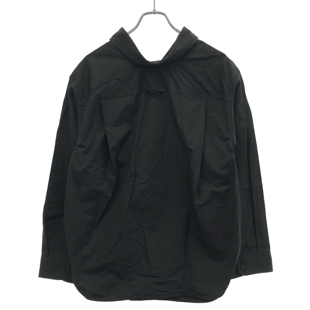 Balenciaga Logo Embroidered Oversize Button Down Jacket Shirt Black 32 — view 2