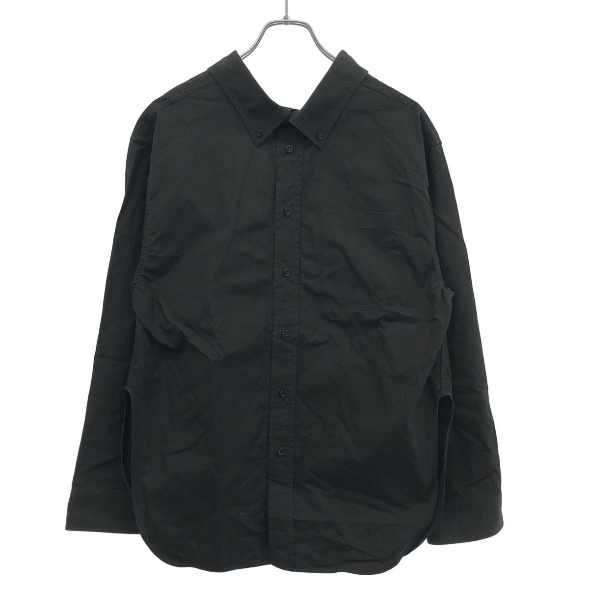 Balenciaga Logo Embroidered Oversize Button Down Jacket Shirt Black 32