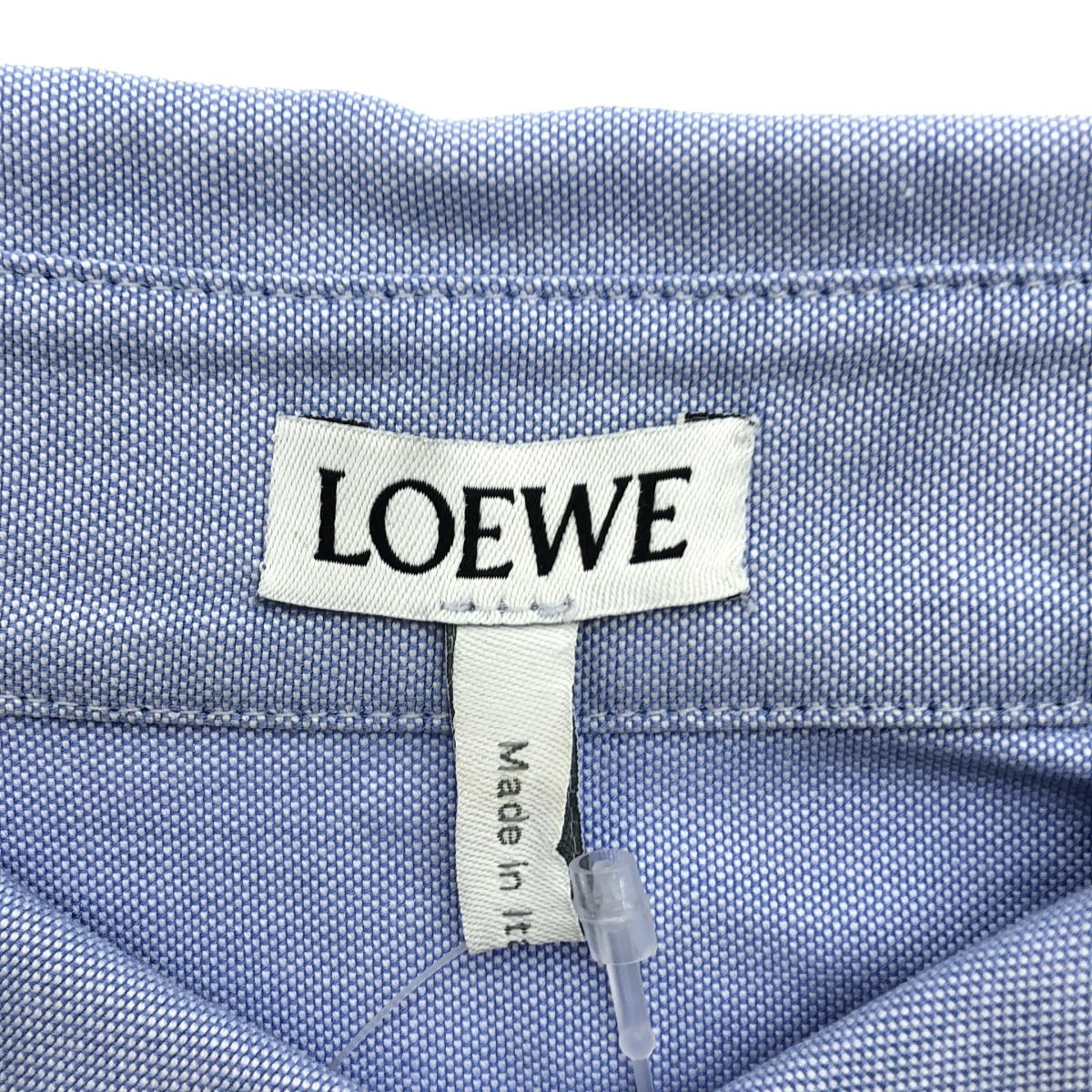 Loewe Anagram Embroidered Oxford Button Down Jacket Shirt Blue — view 3