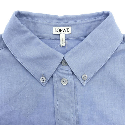 Loewe Anagram Embroidered Oxford Button Down Jacket Shirt Blue — view 4