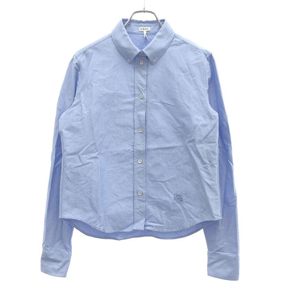 Loewe Anagram Embroidered Oxford Button Down Jacket Shirt Blue