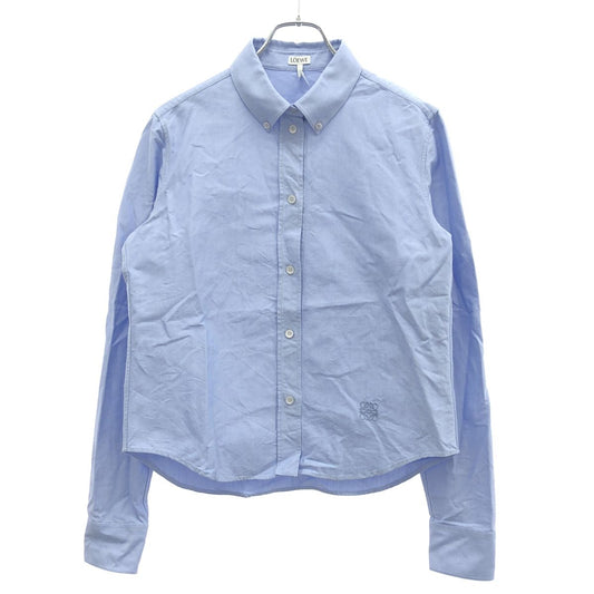 Loewe Anagram Embroidered Oxford Button Down Jacket Shirt Blue
