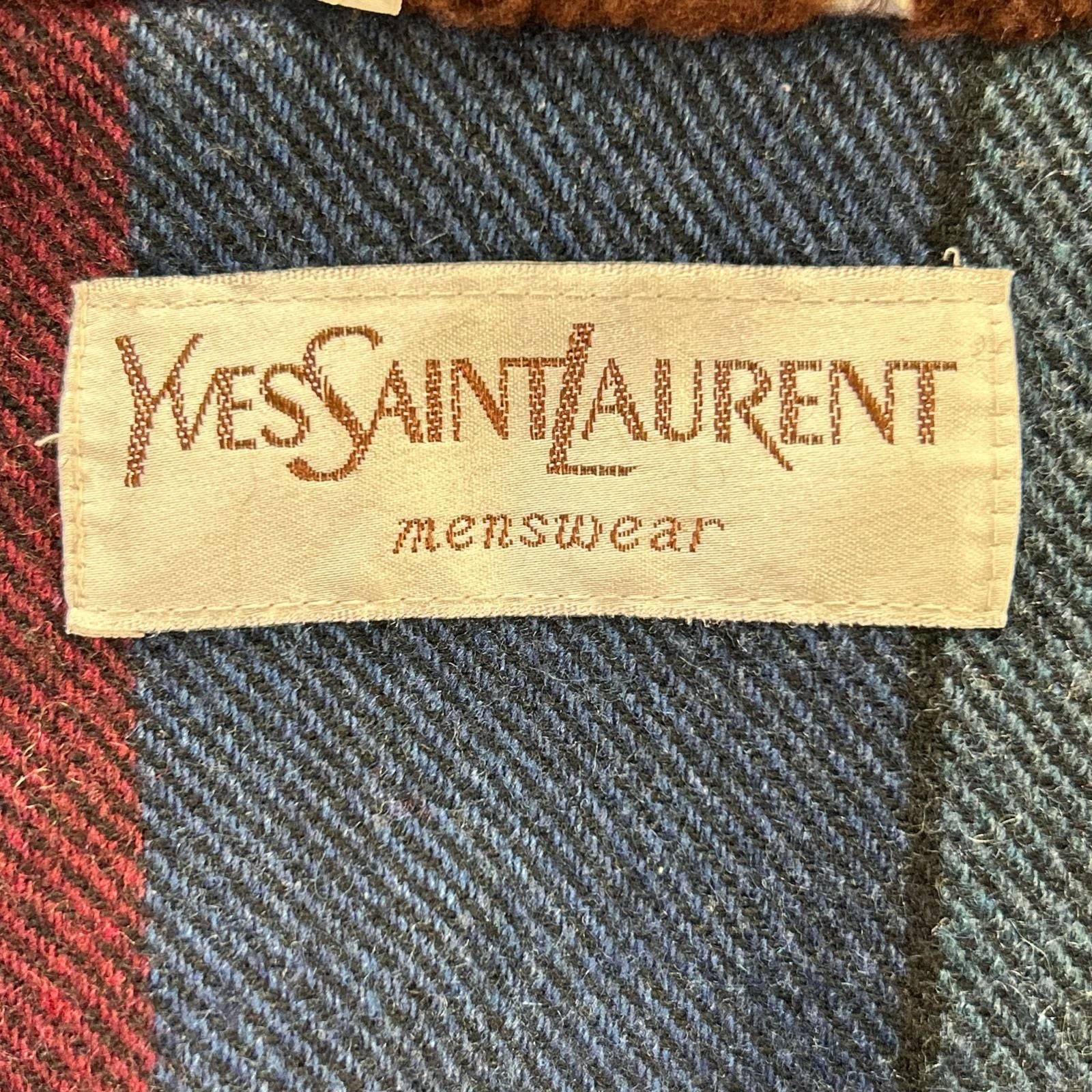 Saint Laurent Yves Navy Wool Collar Fleece Jacket — view 4