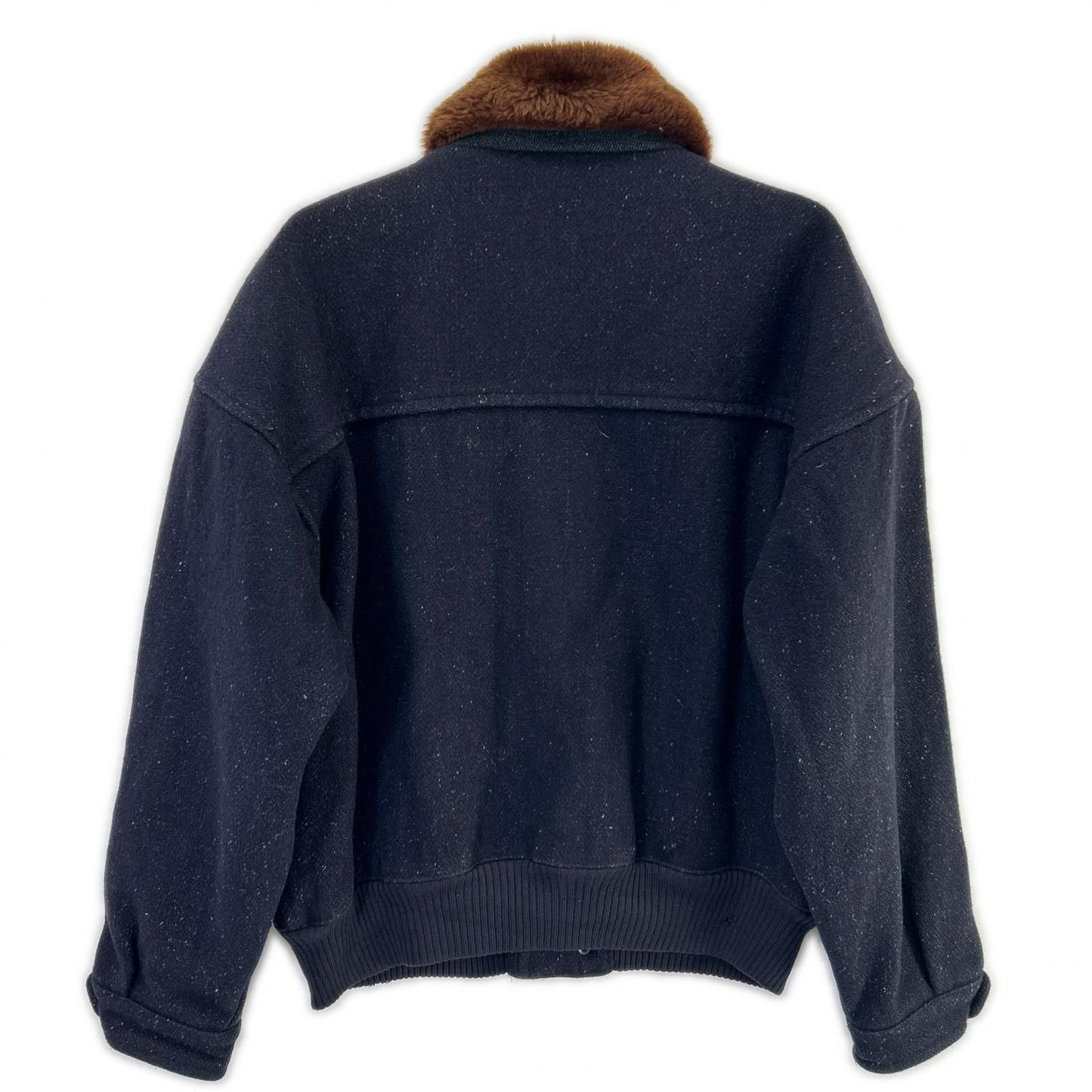 Saint Laurent Yves Navy Wool Collar Fleece Jacket — view 2