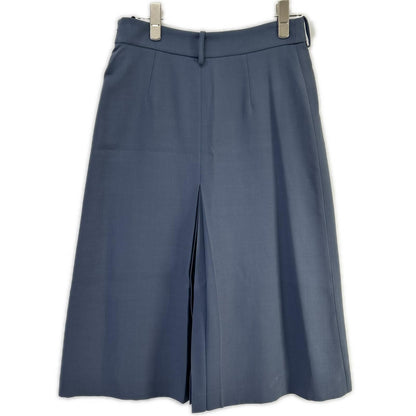 Loro Piana Navy Silk Wool Center Pleats Side Zip Skirt 40 — view 2