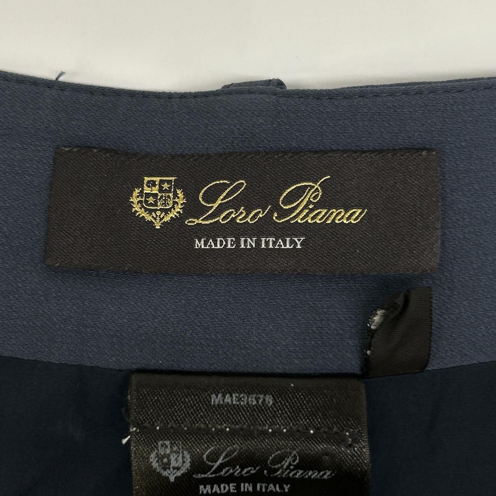 Loro Piana Navy Silk Wool Center Pleats Side Zip Skirt 40 — view 3
