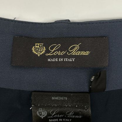 Loro Piana Navy Silk Wool Center Pleats Side Zip Skirt 40 — view 3