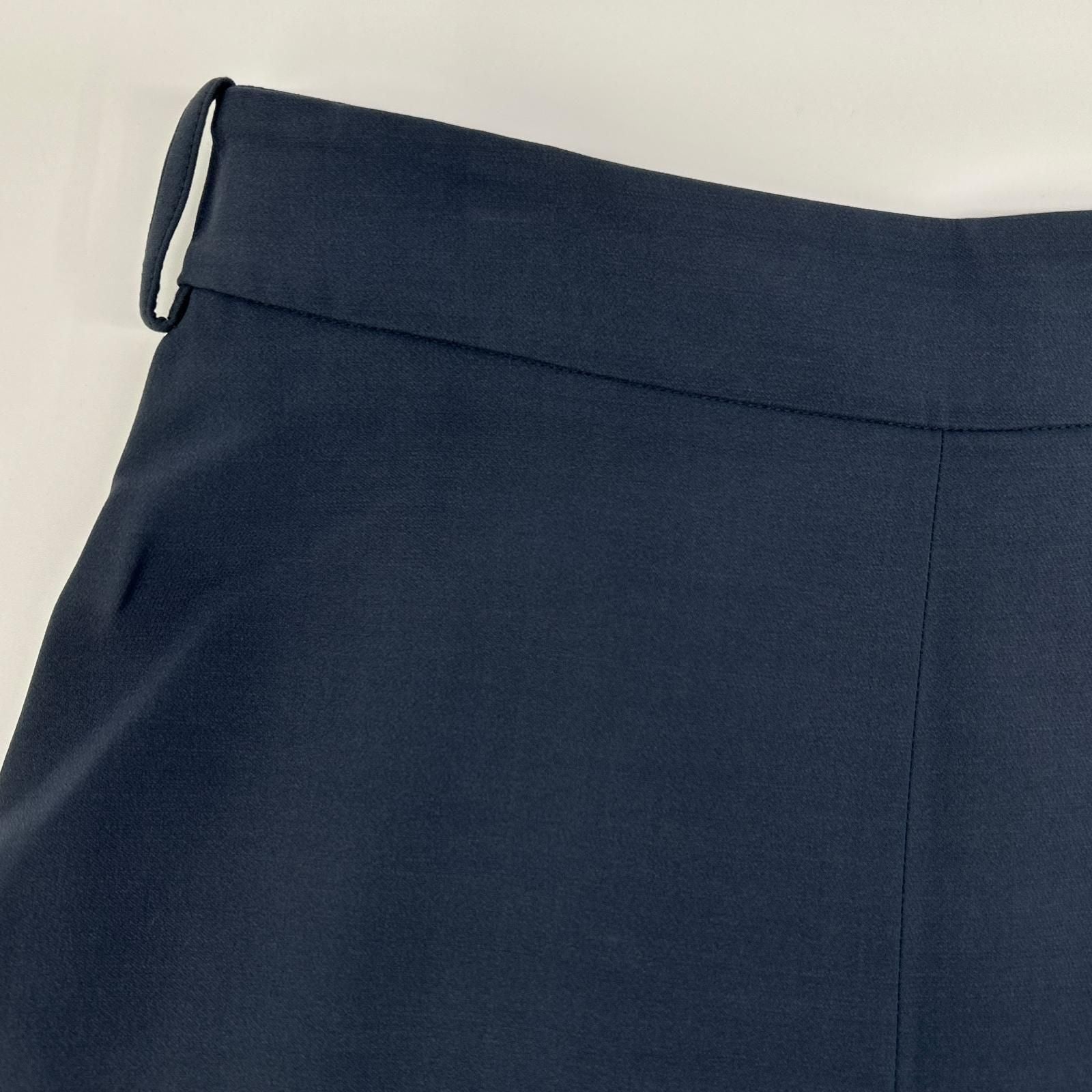 Loro Piana Navy Silk Wool Center Pleats Side Zip Skirt 40 — view 9