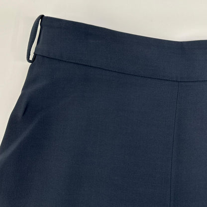 Loro Piana Navy Silk Wool Center Pleats Side Zip Skirt 40 — view 9