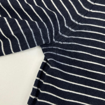 Loro Piana Navy White Border Cashmere Silk Half Sleeve Knit 42 Sweater — view 8