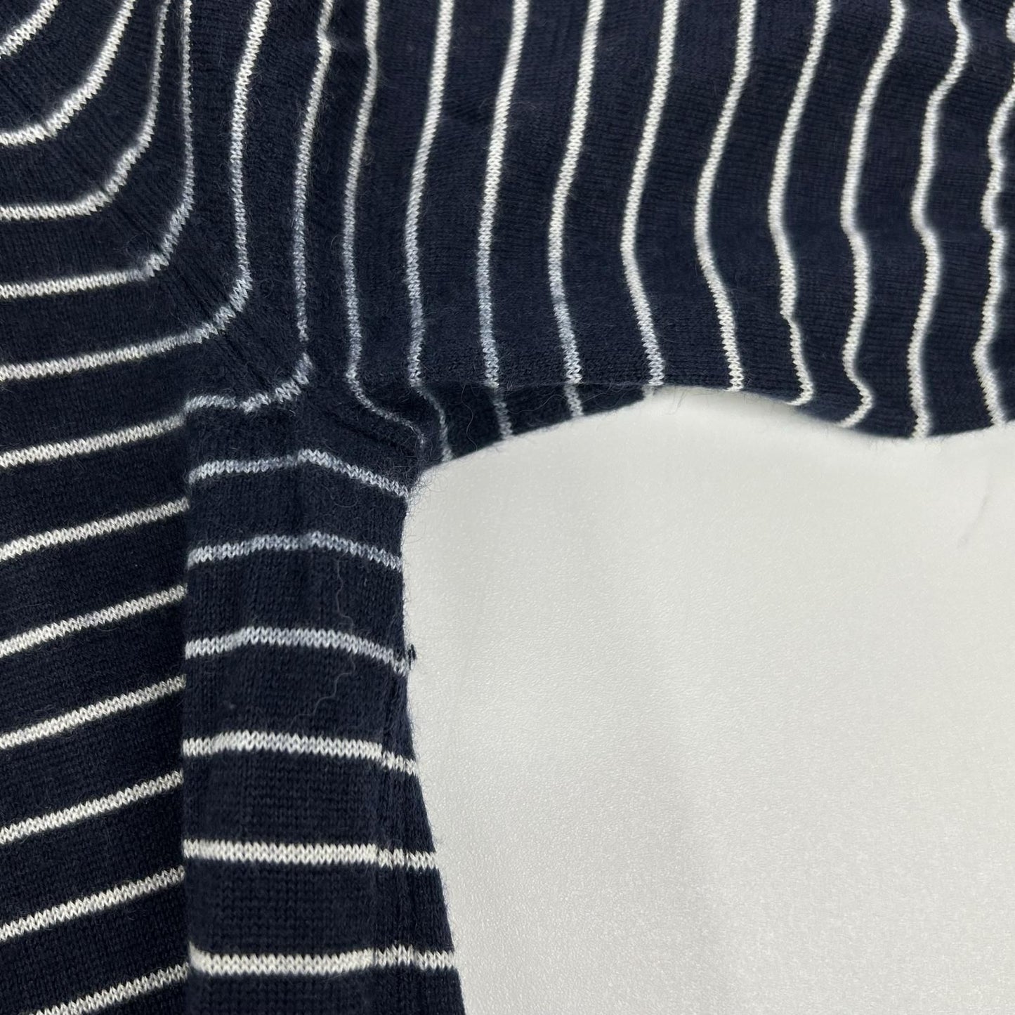 Loro Piana Navy White Border Cashmere Silk Half Sleeve Knit 42 Sweater — view 7