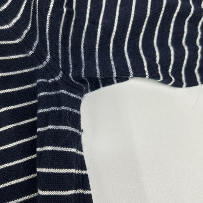 Loro Piana Navy White Border Cashmere Silk Half Sleeve Knit 42 Sweater — view 7