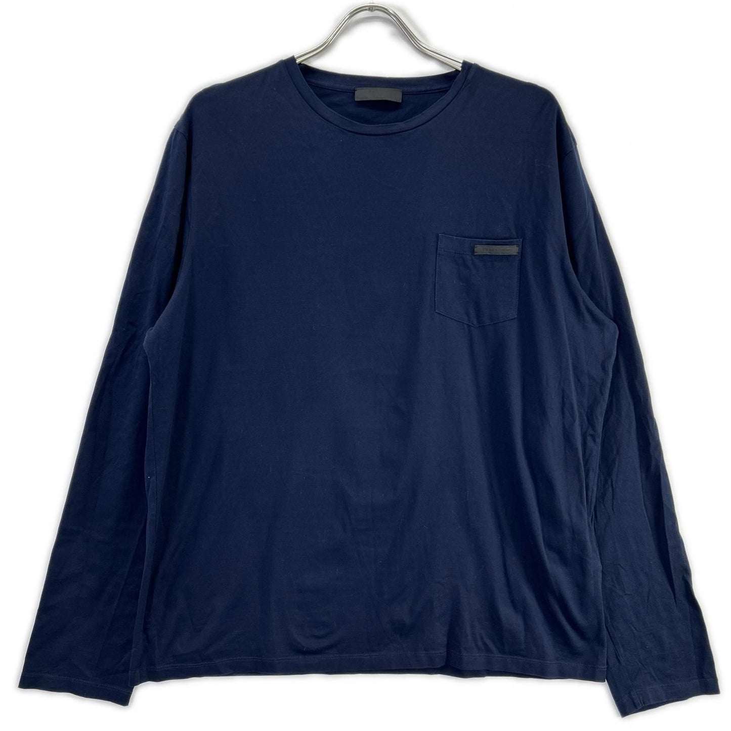 Prada Navy Pocket Long Sleeve Cotton T-Shirt XL