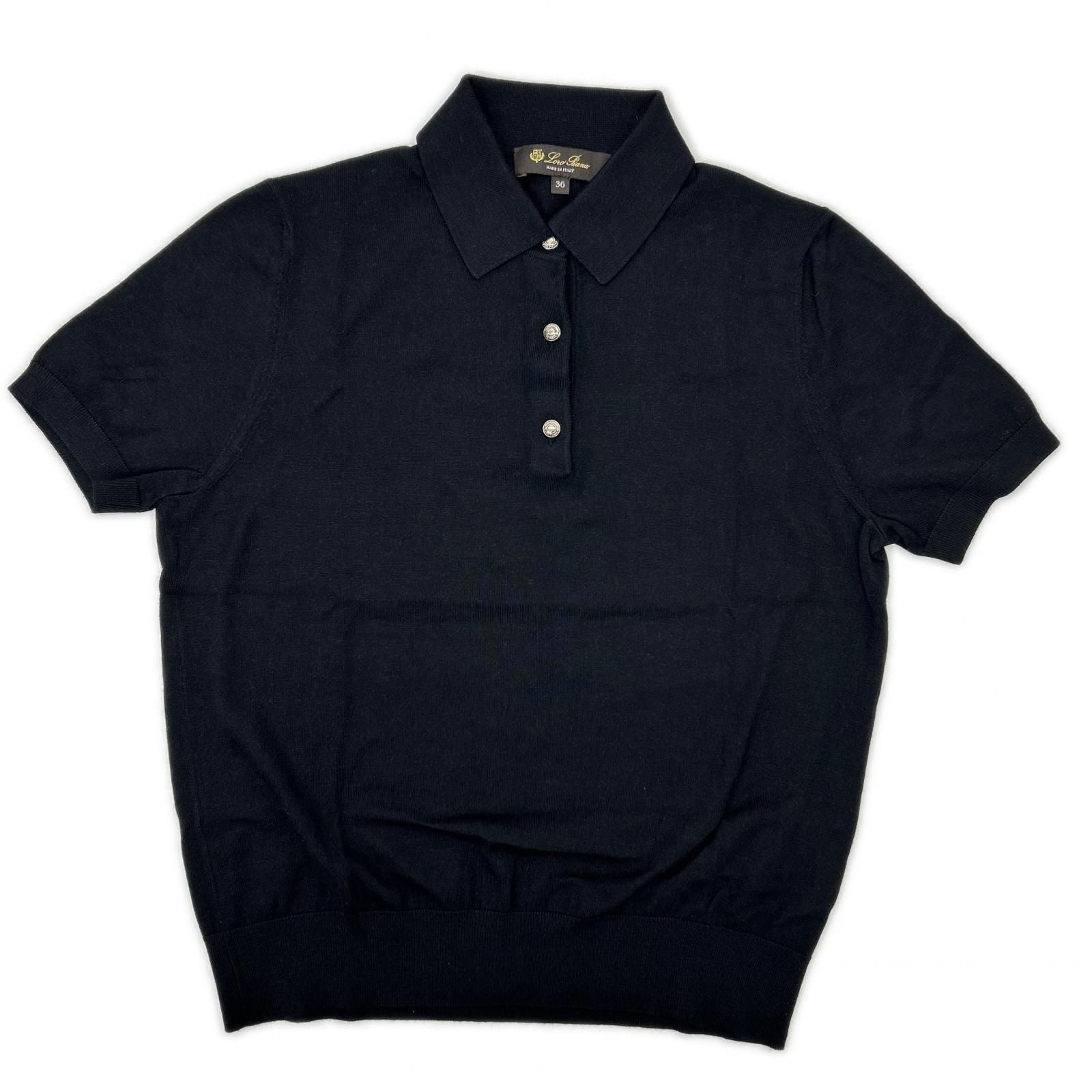 Loro Piana Black Virgin Wool Cashmere Logo Button Sottille Polo Shirt 36