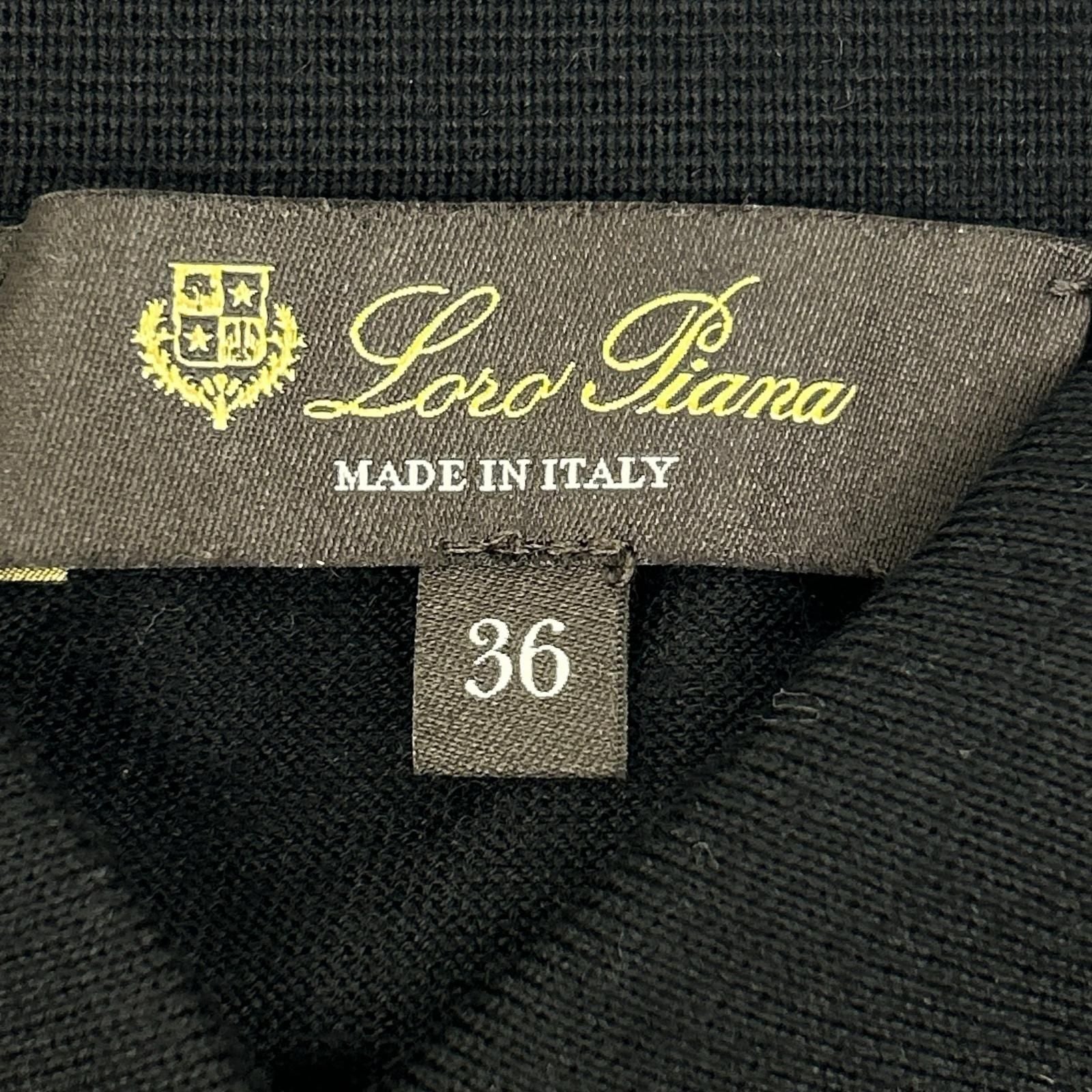 Loro Piana Black Virgin Wool Cashmere Logo Button Sottille Polo Shirt 36 — view 3
