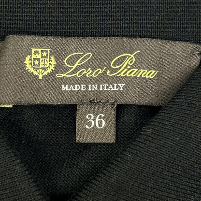 Loro Piana Black Virgin Wool Cashmere Logo Button Sottille Polo Shirt 36 — view 3