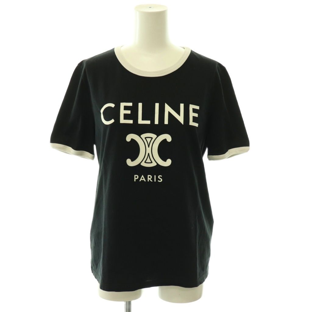 Celine Trio Print T-Shirt Crew Neck Short Sleeve L Black HS
