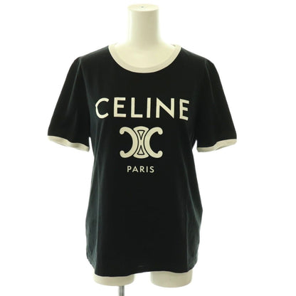 Celine Trio Print T-Shirt Crew Neck Short Sleeve L Black HS