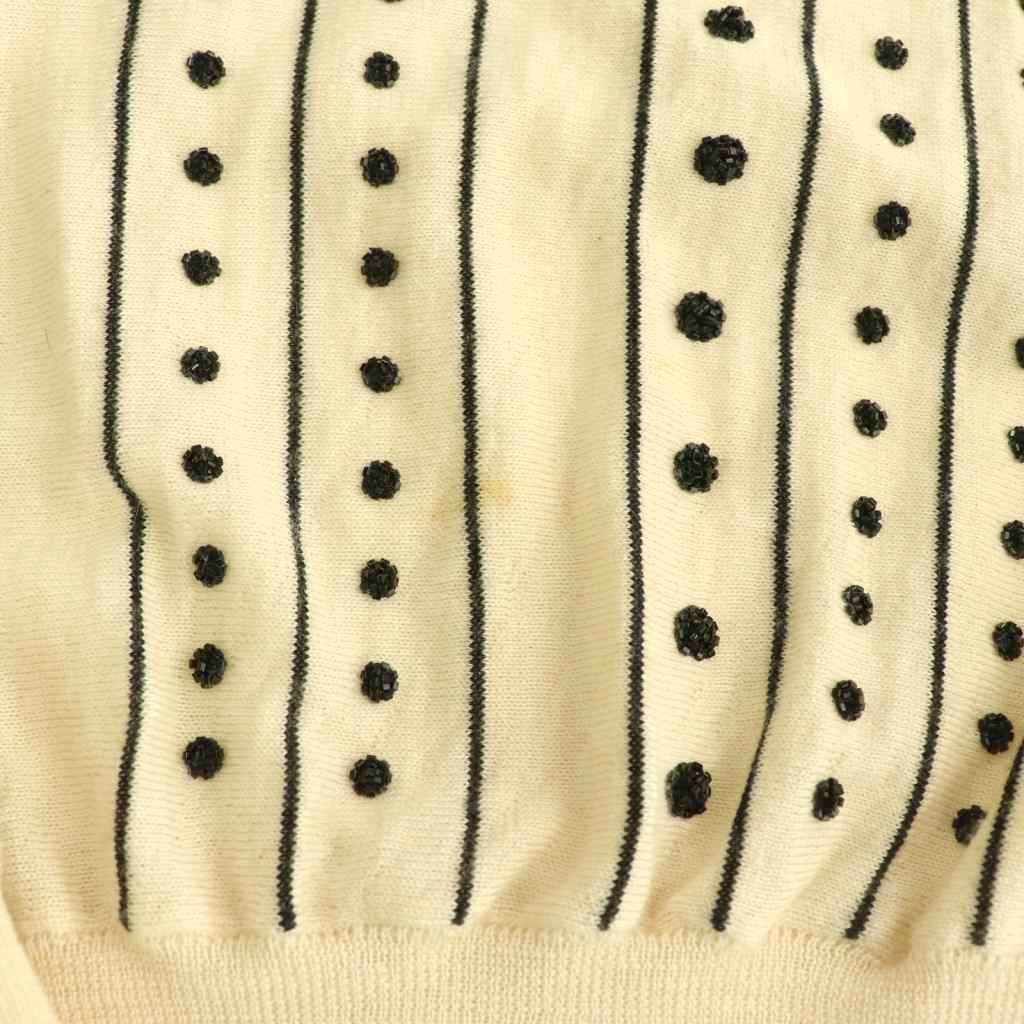 Dior Cashmere Silk Blend Beaded Embroidery Half Sleeve Knit Top Striped Short — view 8