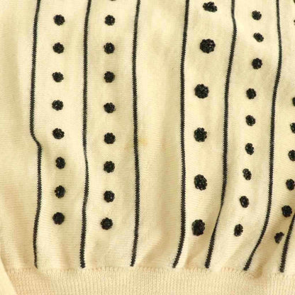 Dior Cashmere Silk Blend Beaded Embroidery Half Sleeve Knit Top Striped Short — view 8