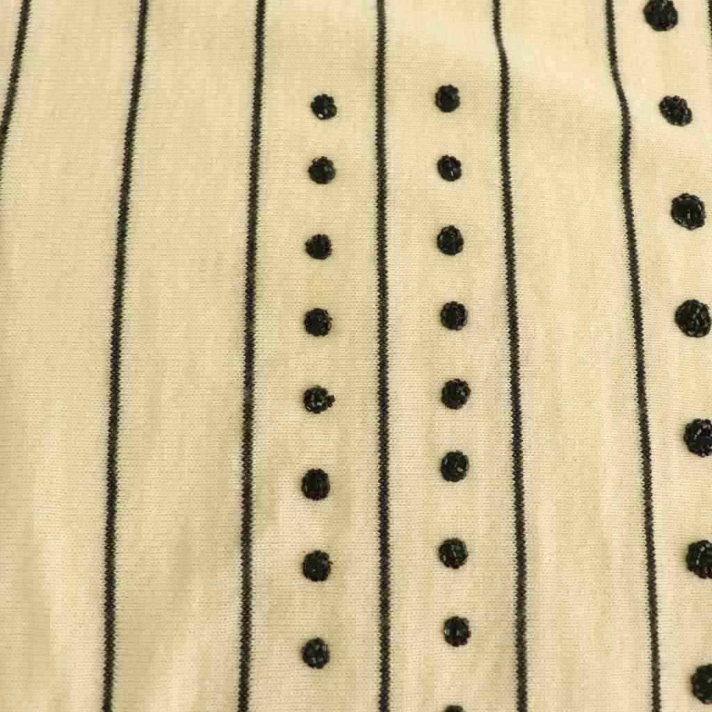 Dior Cashmere Silk Blend Beaded Embroidery Half Sleeve Knit Top Striped Short — view 7