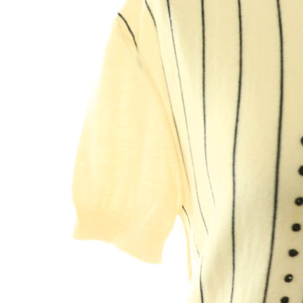 Dior Cashmere Silk Blend Beaded Embroidery Half Sleeve Knit Top Striped Short — view 5