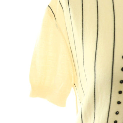 Dior Cashmere Silk Blend Beaded Embroidery Half Sleeve Knit Top Striped Short — view 5